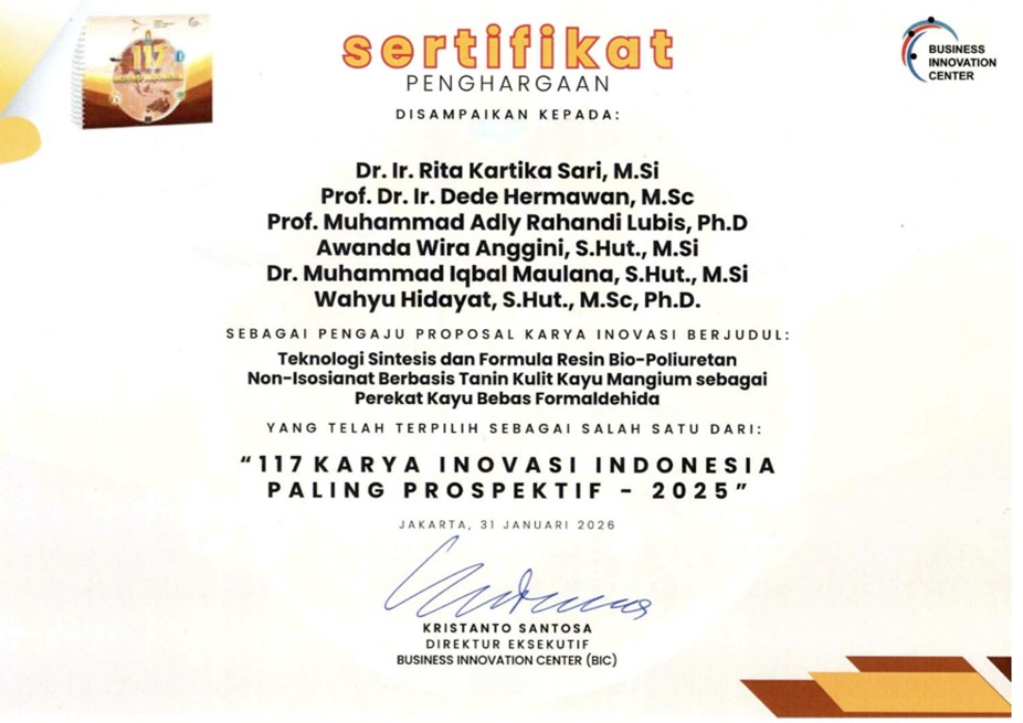 Departemen Hasil Hutan Mengucapkan Selamat atas Capaian 117 Karya Inovasi Indonesia Paling Prospektif 2025